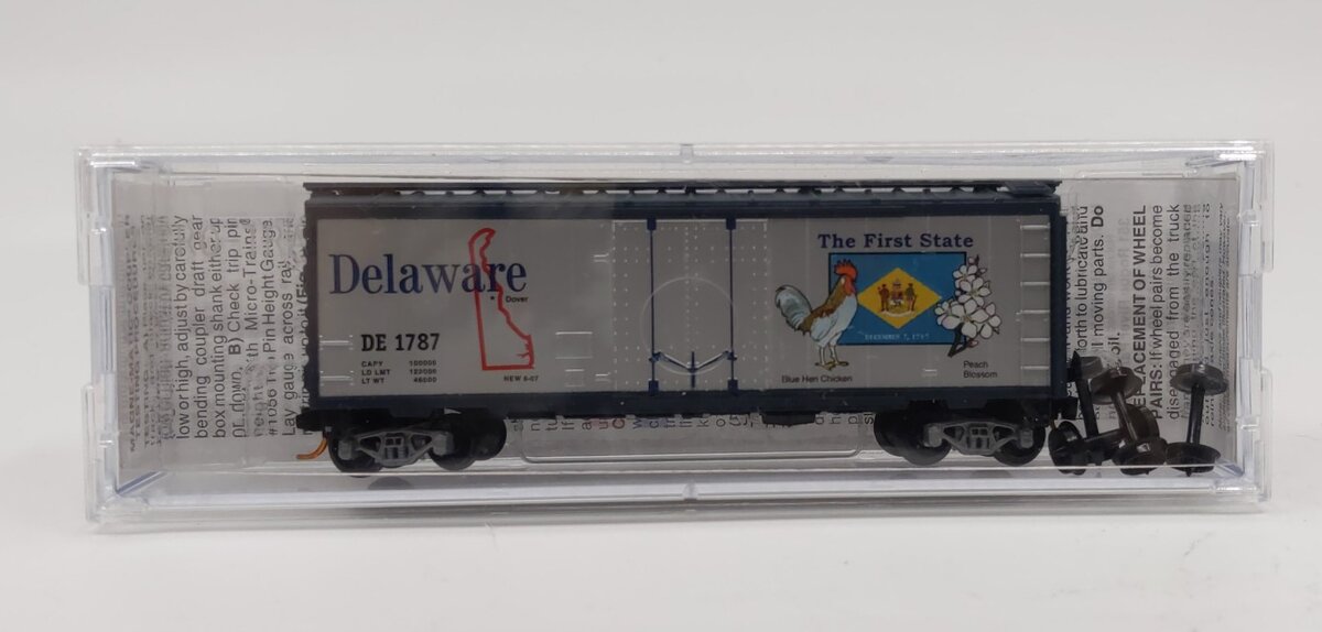 Micro-Trains 02100414 N Scale Deleware State 40' Standard Plug Door Boxcar #1787 EX/Box
