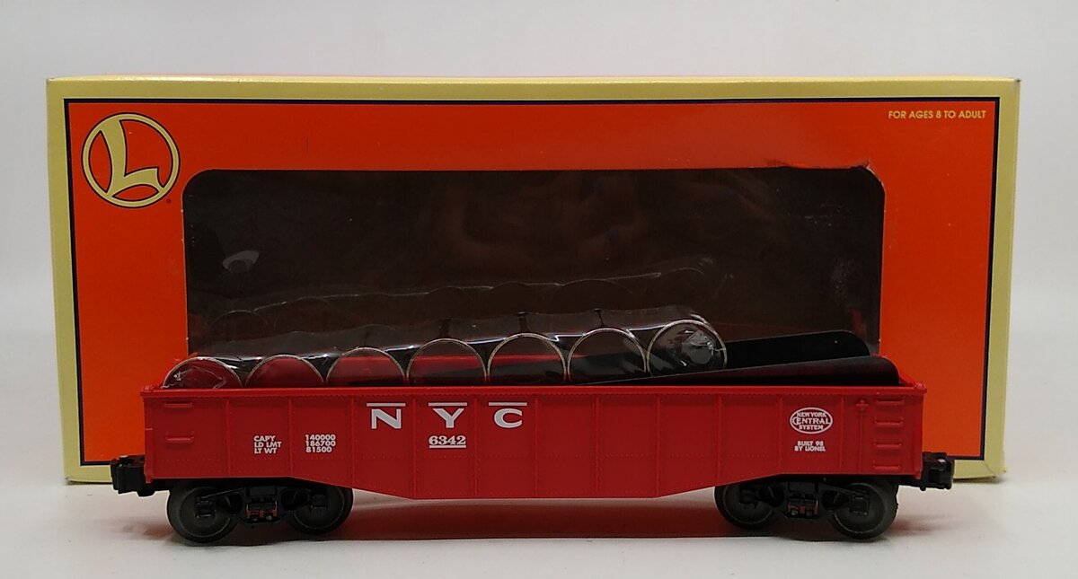 Lionel 6-19429 O Gauge New York Central Culvert Gondola w/ Culverts #6342 LN/Box