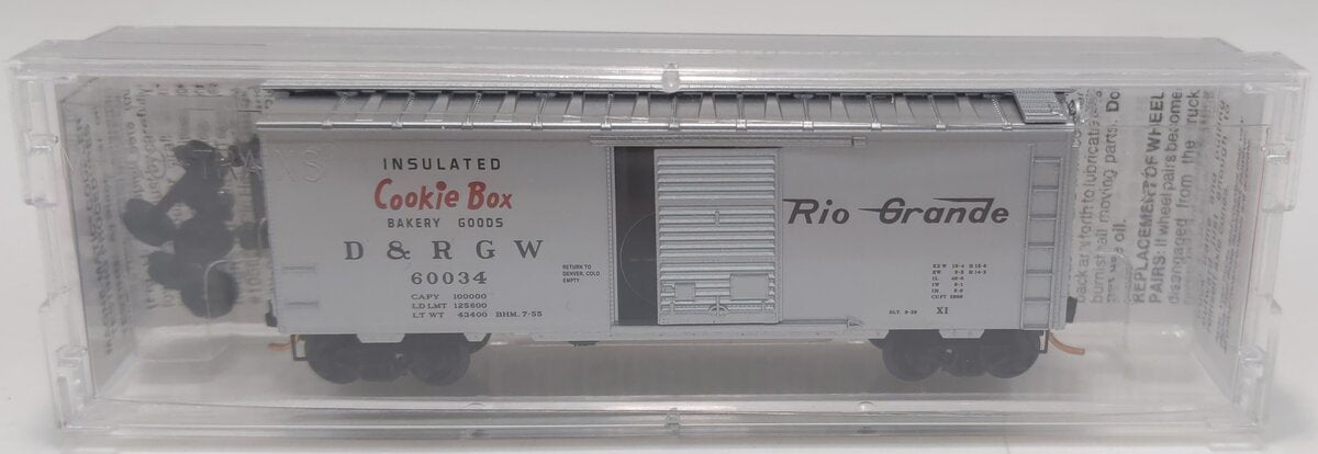 Micro-Trains 02000110 N Scale D&RGW 40' Standard Single Door Boxcar #60034 LN/Box