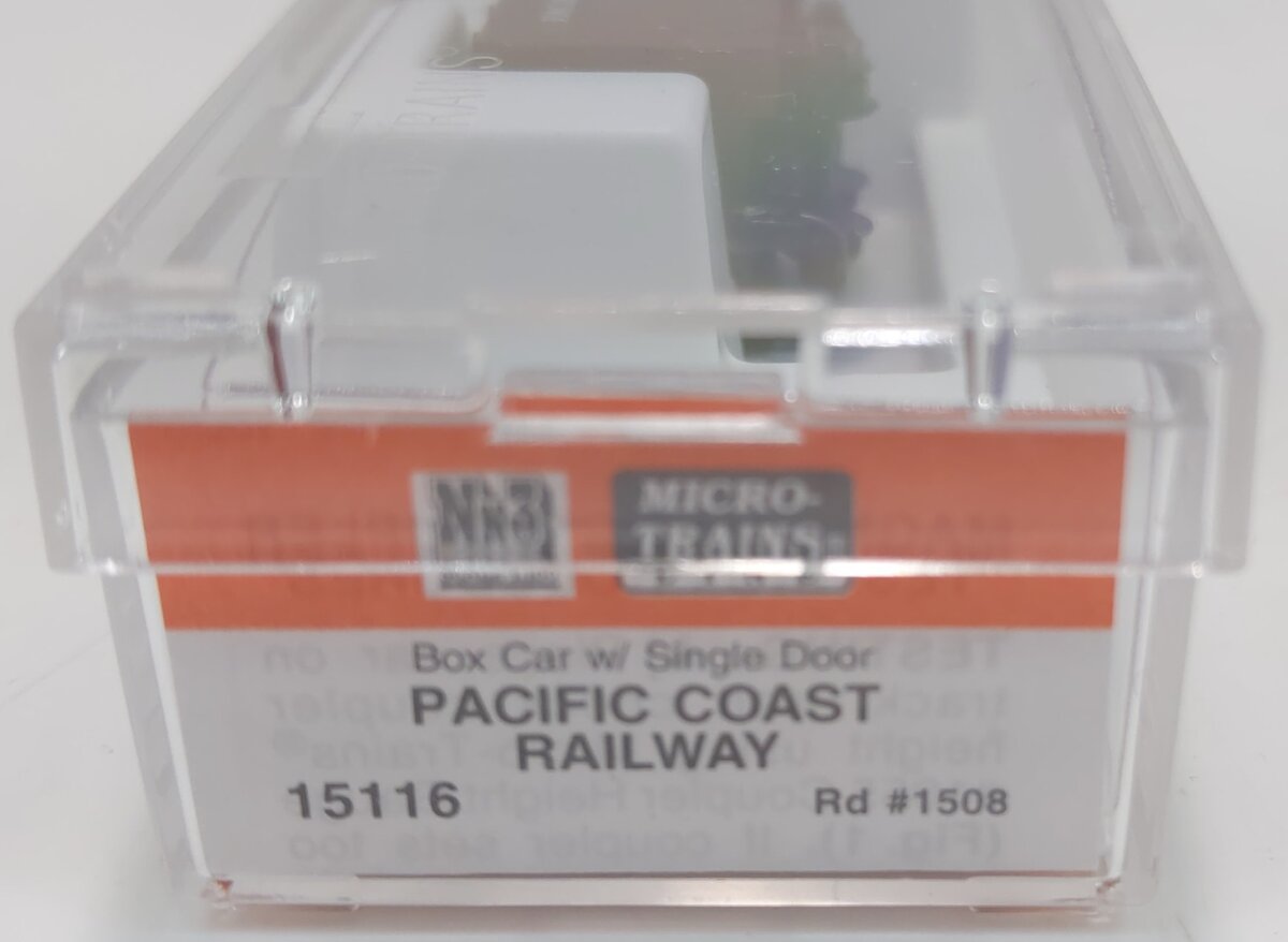 Micro-Trains 80000160 Nn3 Pacific Coast Railway Single Door Boxcar #1508 LN/Box