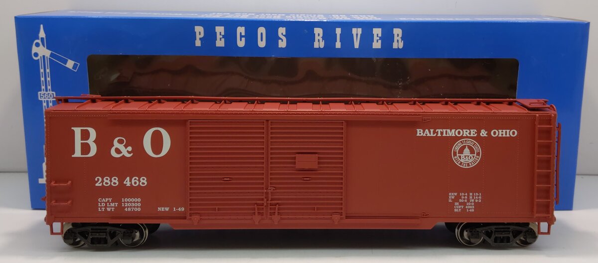 Pecos SB-0120-1 O B&O Double Door 2-Rail Boxcar #288468 LN/Box