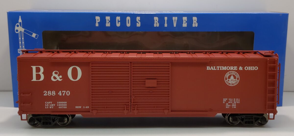 Pecos SB-0120-2 O B&O Double Door Boxcar #288470 (2-Rail) LN/Box