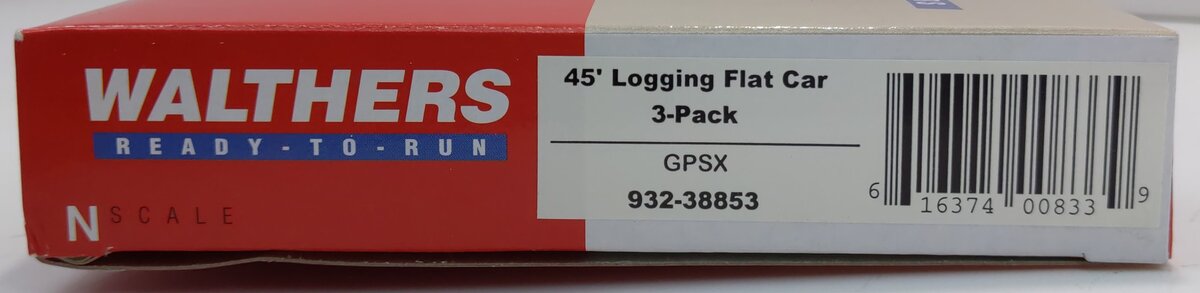 Walthers 932-38853 N Scale GPSX 45' Logging Flat Car 3-Pack LN/Box