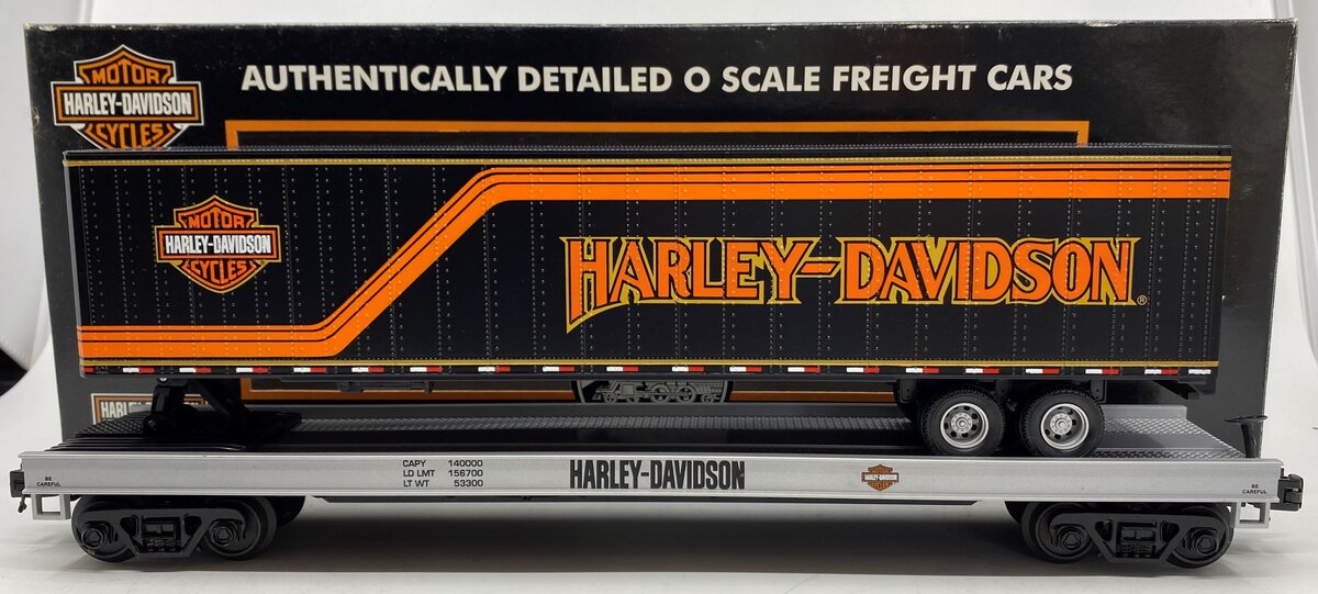MTH 20-98606 O Gauge Harley-Davidson Flat with 48' Trail EX/Box