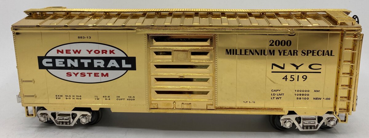 MTH 20-93037 O Gauge New York Central 18K Gold Plated Millennium Boxcar #4519 MT/Box
