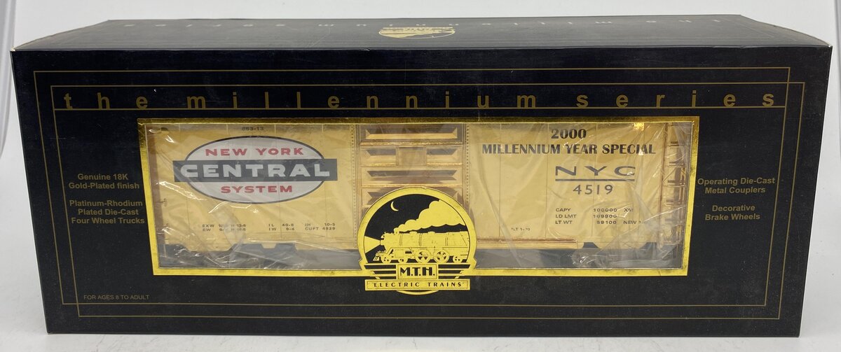 MTH 20-93037 O Gauge New York Central 18K Gold Plated Millennium Boxcar #4519 MT/Box