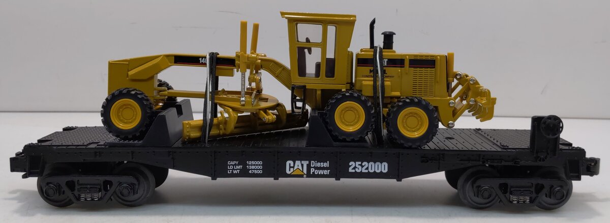 MTH 30-7673 O Gauge Caterpillar Flatcar #252000 with Motor Grader LN/Box