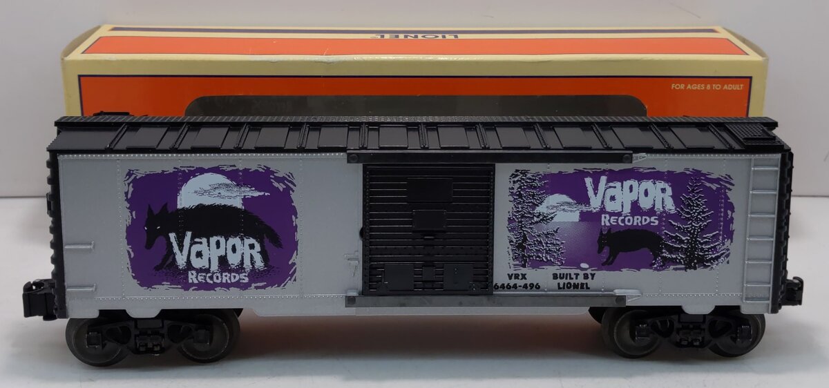Lionel 6-29218 O Gauge Vapor Records Purple Boxcar #6464-496 NIB