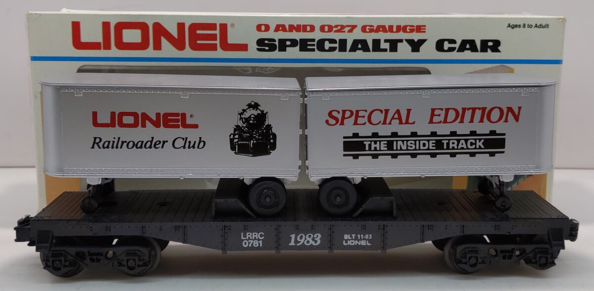Lionel 6-0781 O Gauge LRRC Flatcar with 2 Vans NIB