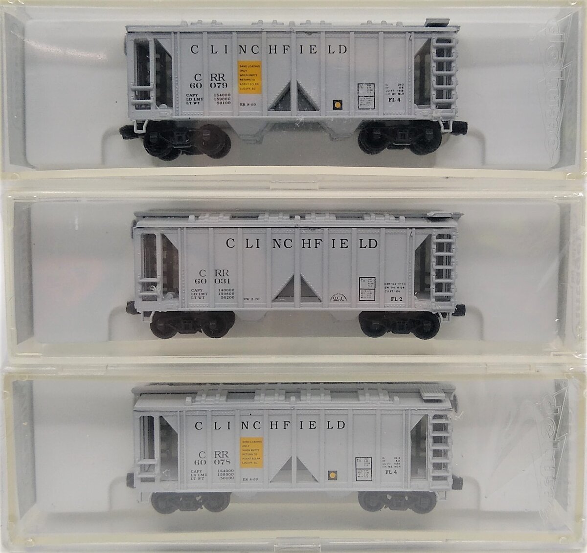 Deluxe Innovations 7090 N Scale Clinchfield 2-Bay Covered Hopper Set (Set of 3) LN/Box
