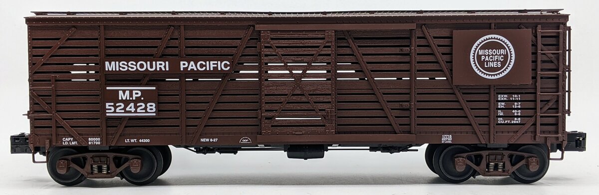 Lionel 6-17715 O Gauge Missouri Pacific ACF 40-Ton Stock Car #52428