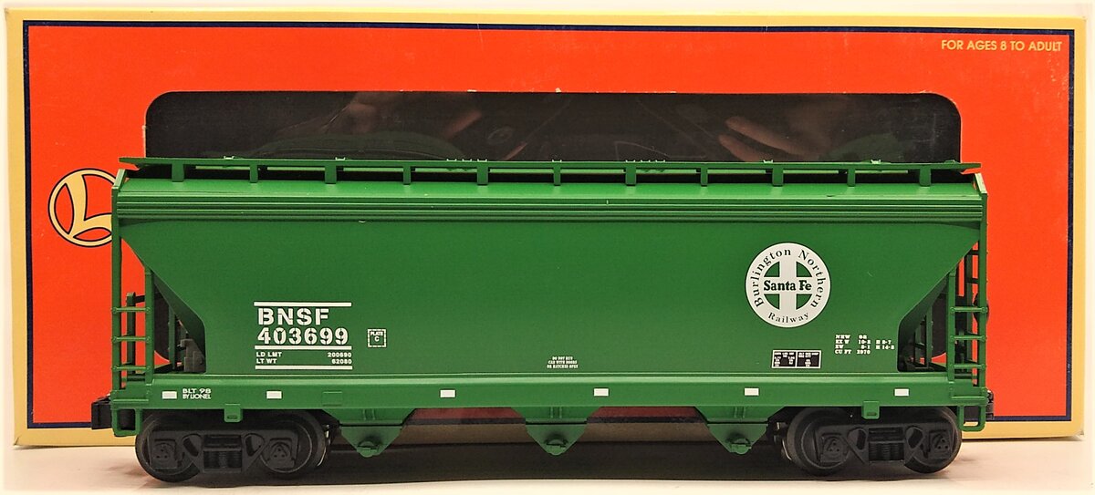 Lionel 6-17135 O Gauge BNSF ACF 3-Bay Covered Hopper #403699 With ETD LN/Box