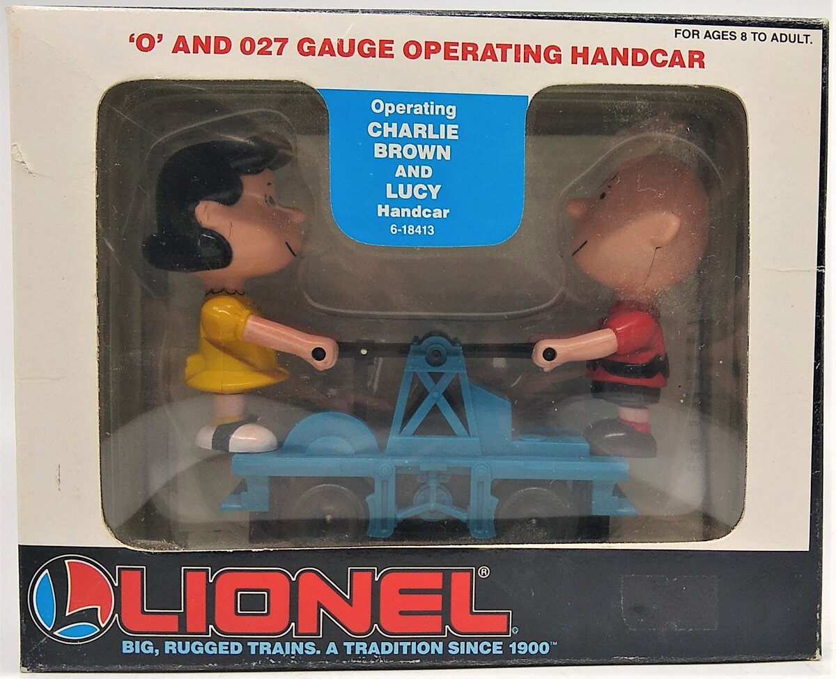 Lionel 6-18413 O Gauge Operating Charlie Brown and Lucy Handcar LN/Box