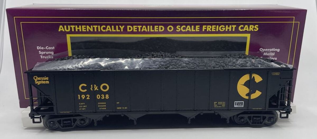 MTH 20-97821 O Chessie 4-Bay Hopper Car with Coal Load #192038 NIB