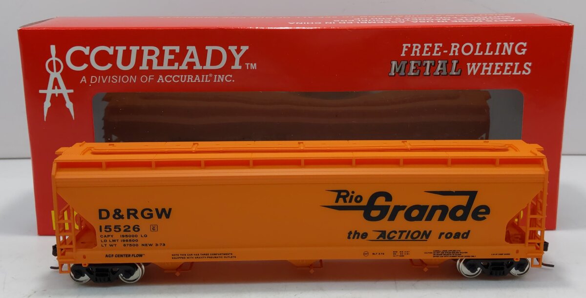 Accurail 92034 HO D&RGW ACF 3-Bay Covered Hopper #15526