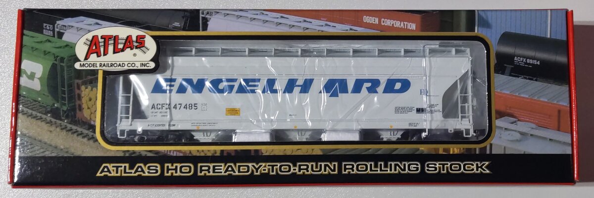 Atlas 1405-2 HO Scale Engelhard ACF 4650 3-Bay Centerflow Hopper Car #47485 LN/Box
