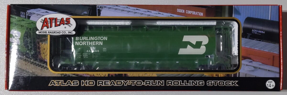Atlas 20000539 HO Scale Burlington Northern ACF 6-Bay Cylindrical Hopper #443066