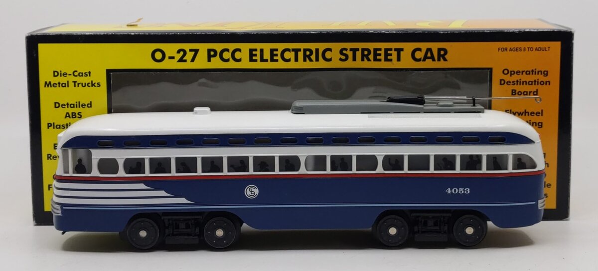 MTH 30-2521-0 O Gauge Chicago PCC Electric Street Car w/ Loco-Sound #4053 LN/Box