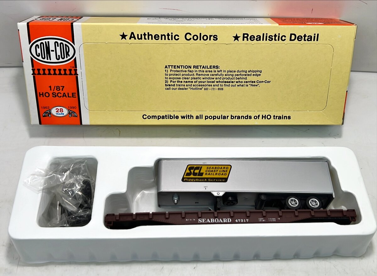 Con-Cor 0001-9161 HO Seaboard Cost Line 54' TOFC Flatcar w/ Trailer Kit
