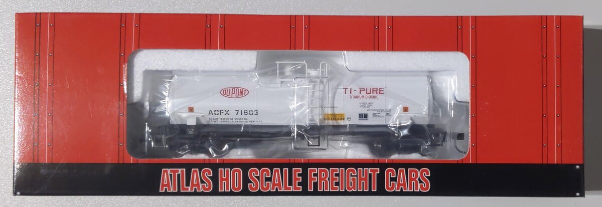 Atlas 1709-1 HO Scale Dupont Ti-Pure ACF Kaolin Tank Car #71603 LN/Box