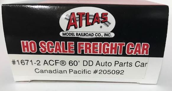 Atlas 1671-2 HO Scale Canadian Pacific ACF 60' DD Auto Parts Car #205092 LN/Box