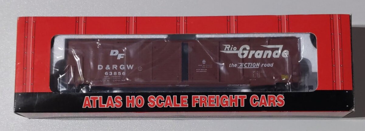 Atlas 1673-2 HO Scale Rio Grande ACF 60' Double Door Auto Parts Car #63856 LN/Box