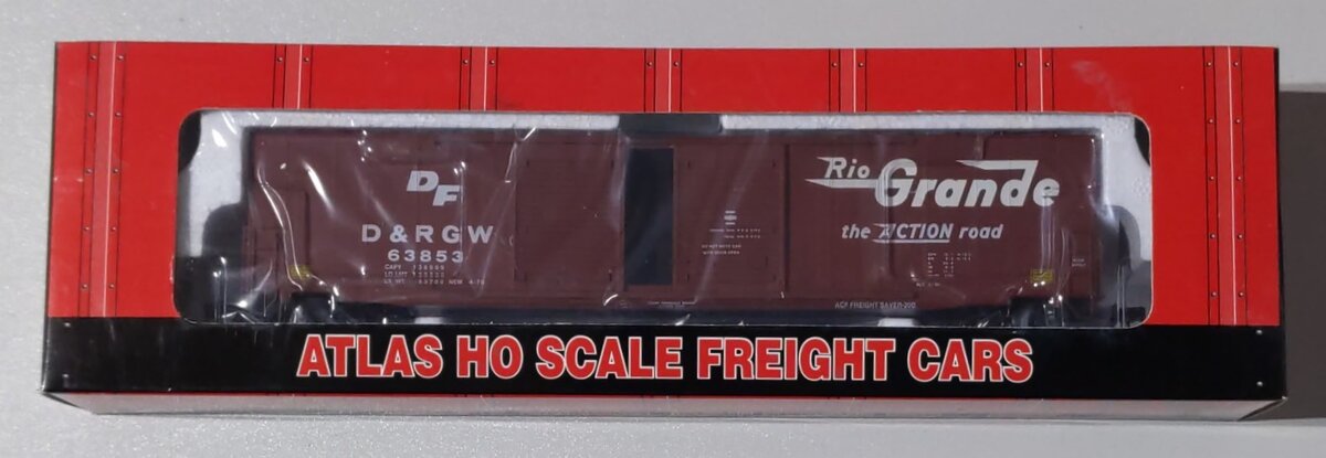 Atlas 1673-1 HO Scale Rio Grande ACF 60' Double Door Auto Parts Car #63853 LN/Box