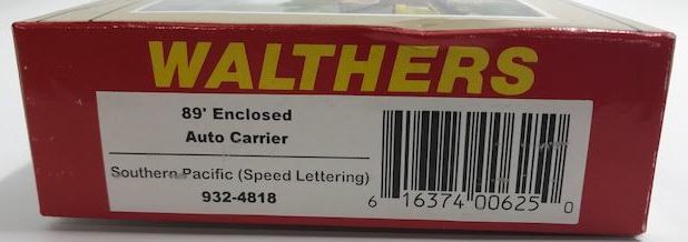 Walthers 932-4818 HO Southern Pacific 89' Enclosed Auto Carrier # 516845 Kit