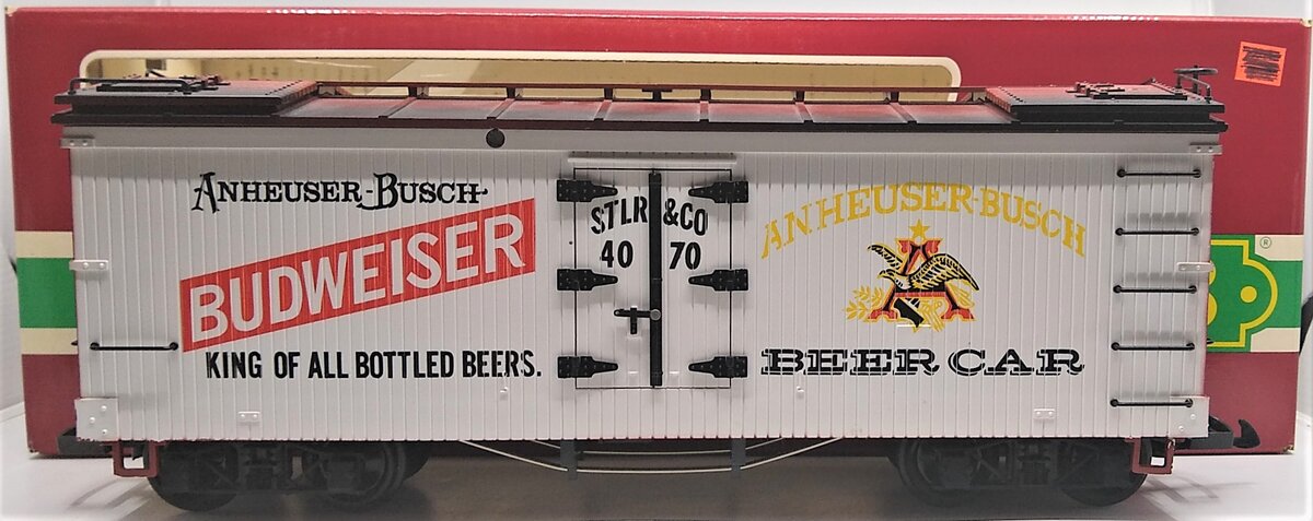 LGB 4070 G Scale Budweiser Woodside Reefer Car #4070 LN/Box