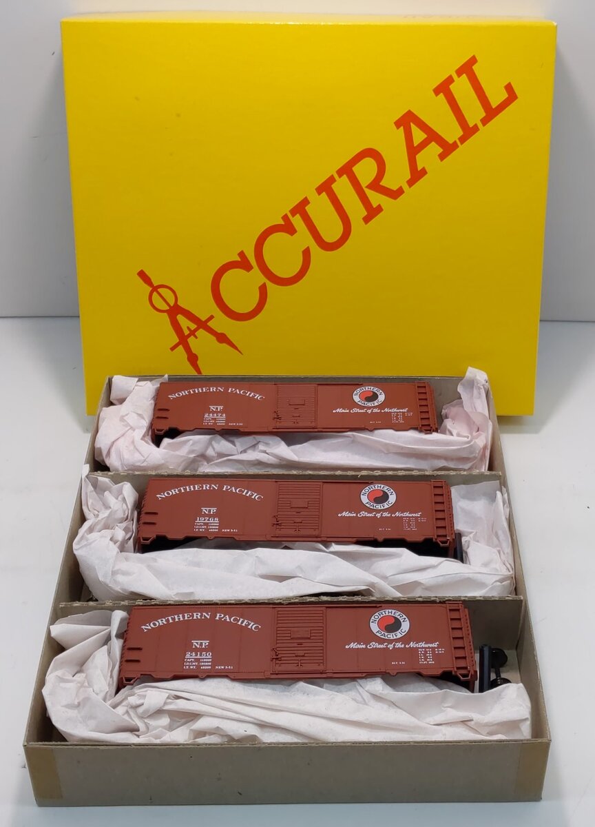 Accurail 3326 HO Scale Northern Pacific 40' AAR Steel Box Car Kit (Set of 3)