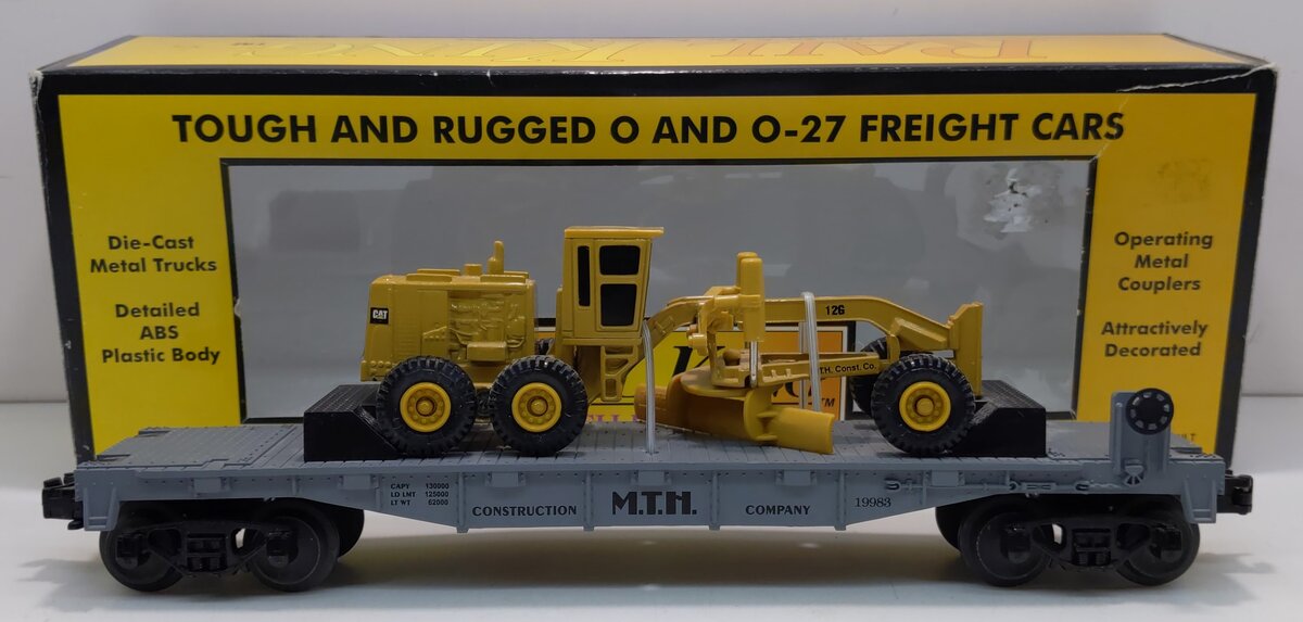 MTH 30-7620 O Gauge MTH Flatcar w/Ertl Road Grader LN/Box