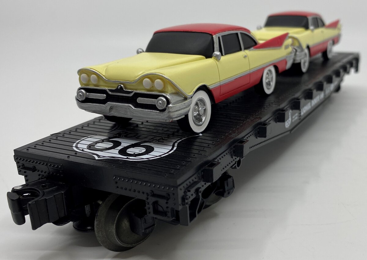 Lionel 6-17536 O Gauge Route 66 Flatcar w/ 2 Luxury Coupes LN/Box