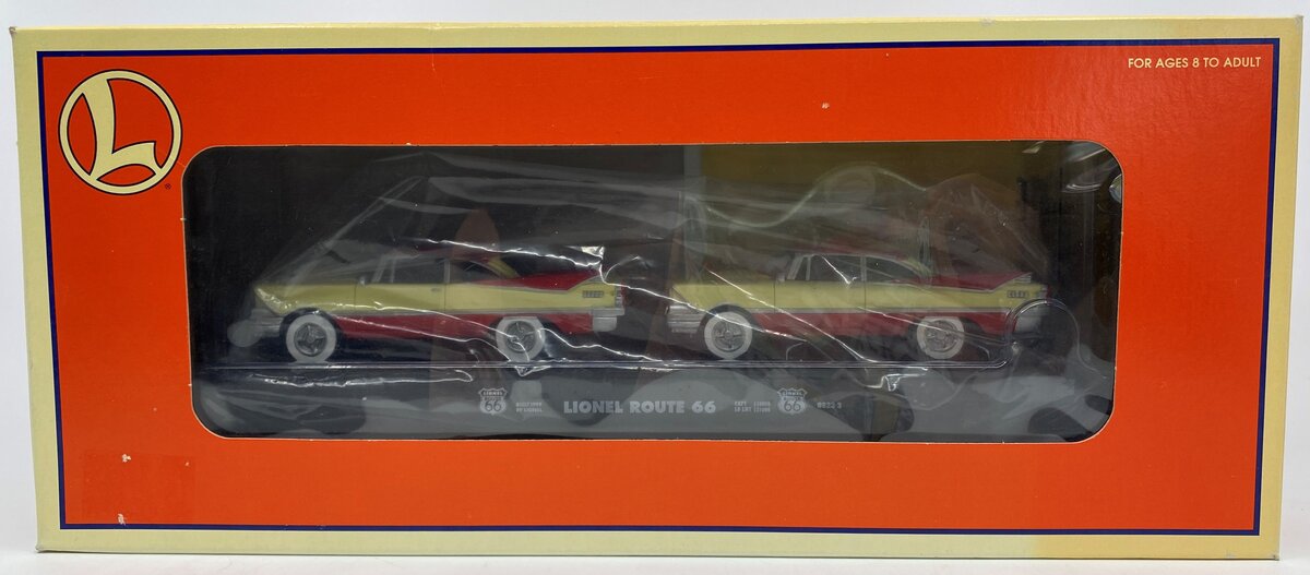 Lionel 6-17536 O Gauge Route 66 Flatcar w/ 2 Luxury Coupes LN/Box