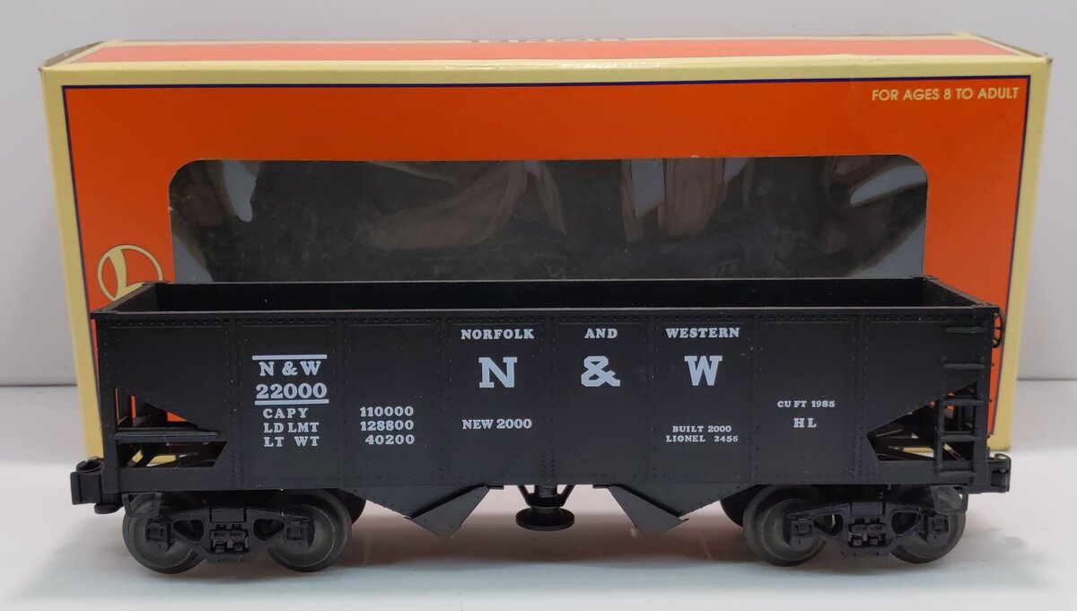 Lionel 6-19885 O Gauge Norfolk & Western Operating 2-Bay Hopper #22000
