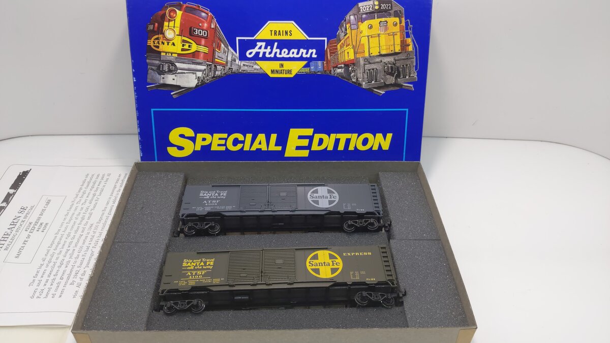Athearn 2306 HO Scale Santa Fe 50' Double-Door Box Car Kit (Set of 2)