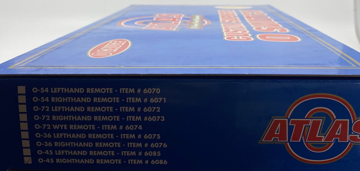 Atlas 6086 O Nickel Silver O-45 Right Hand Remote Control Switch Turnout
