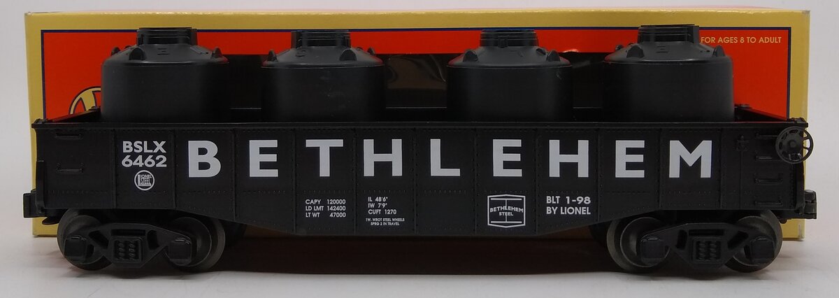 Lionel 6-26905 O Gauge Bethlehem Steel Gondola Car with Canisters #6462