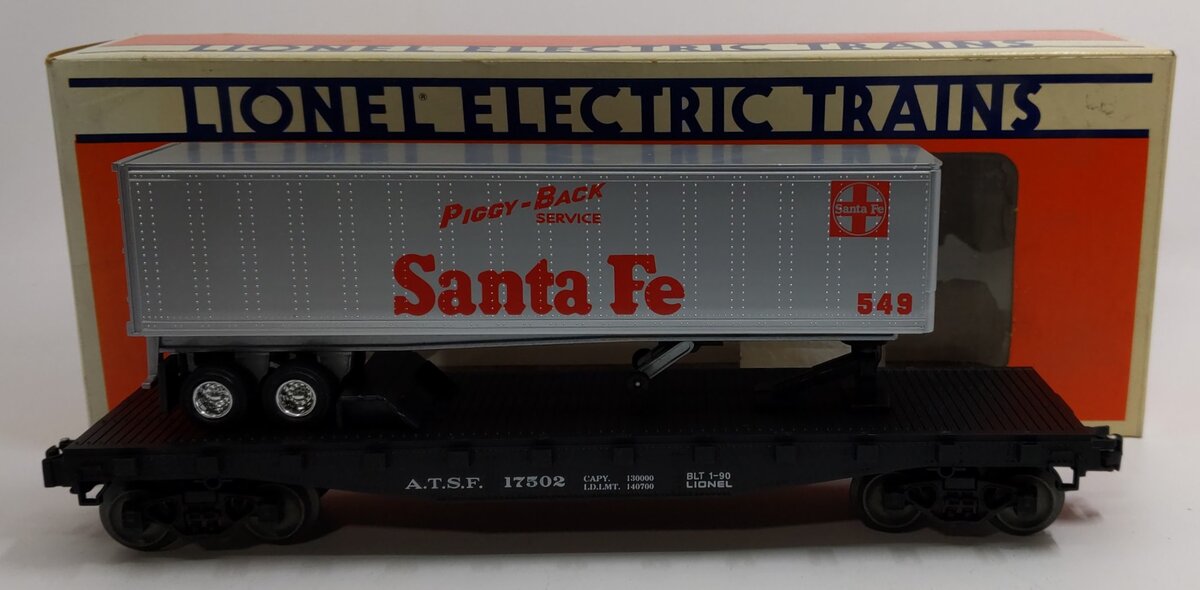 Lionel 6-17502 O Gauge Santa Fe Flat Car w/ Trailer #549 LN/Box