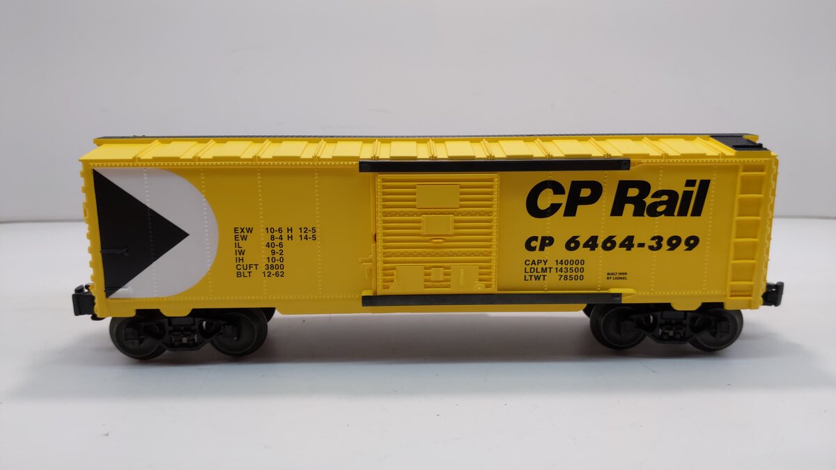 Lionel 6-29252 O Gauge Canadian Pacific Rail Yellow Boxcar #6464-399 LN/Box