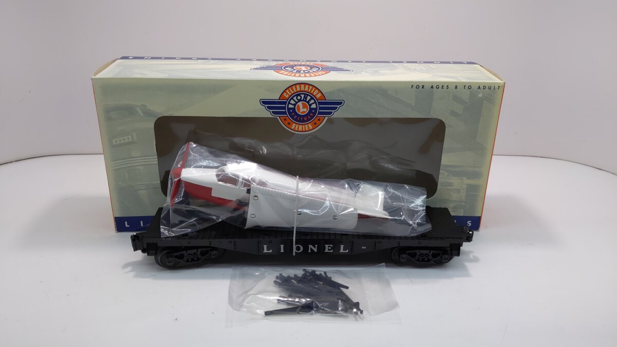 Lionel 6-29462 O Gauge 6500 PWC Flatcar w/Airplane White & Red LN/Box