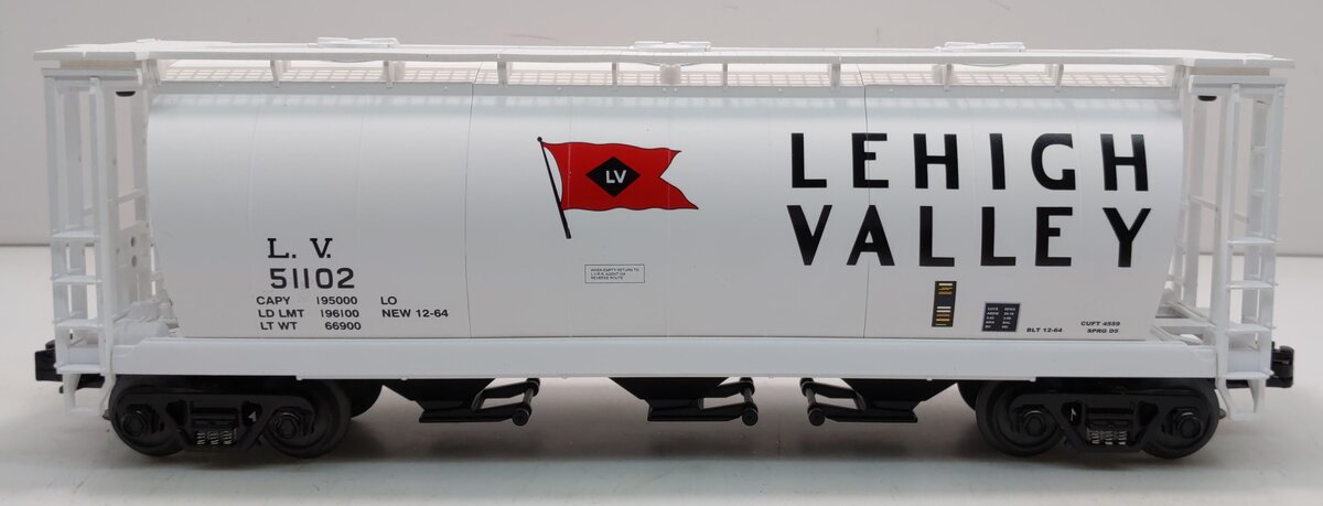 MTH 20-90030D O Gauge Lehigh Valley 3-Bay Cylindrical Hopper #51102 LN/Box