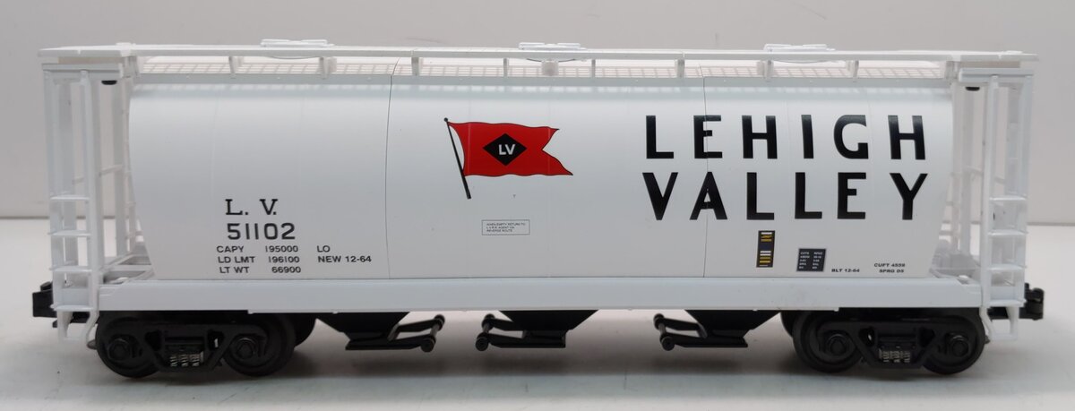 MTH 20-90030D O Gauge Lehigh Valley 3-Bay Cylindrical Hopper #51102 LN/Box