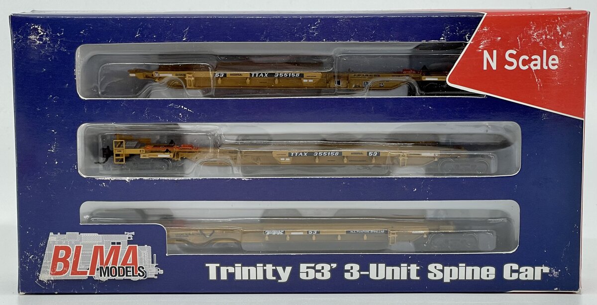 BLMA Models 12255 N Scale Trinity 53' - 3 Unit Spine Car Set #355158 LN/Box