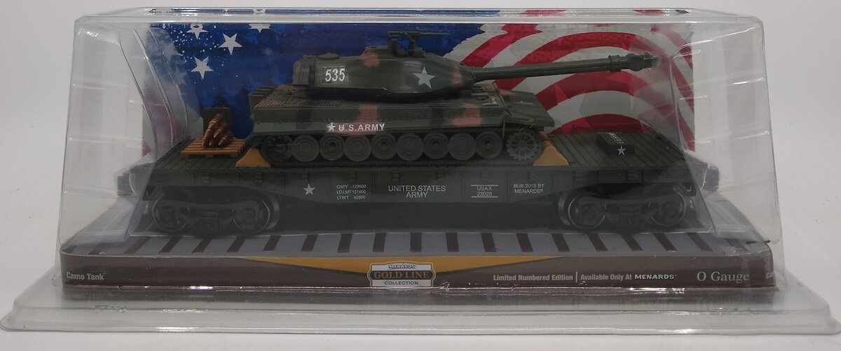 Menards 279-0863 O Gauge Army Flatcar and Tank with Lights & Sounds LN/Box