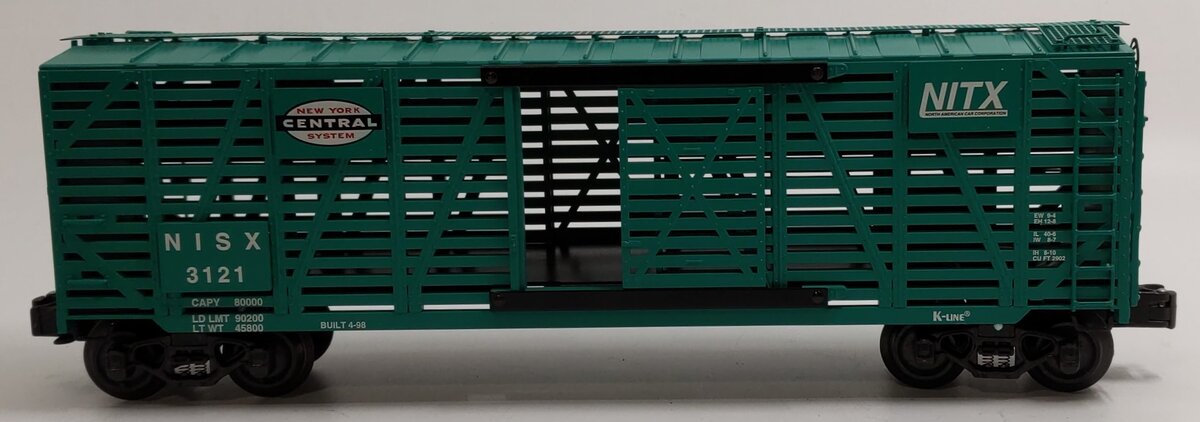 K-Line K763-1751 O Gauge New York Classic Central Stock Car #3121 LN/Box