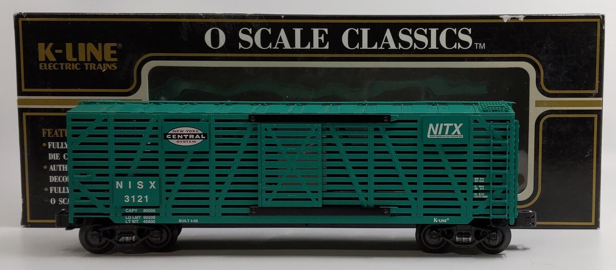 K-Line K763-1751 O Gauge New York Classic Central Stock Car #3121 LN/Box