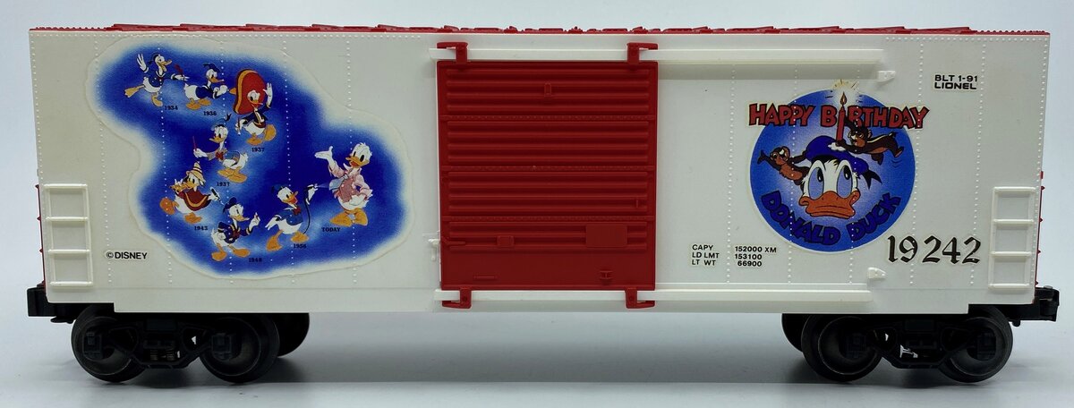 Lionel 6-19242 O Gauge Disney Donald Duck 50th Anniversary Hi Cube Boxcar #19242 LN/Box
