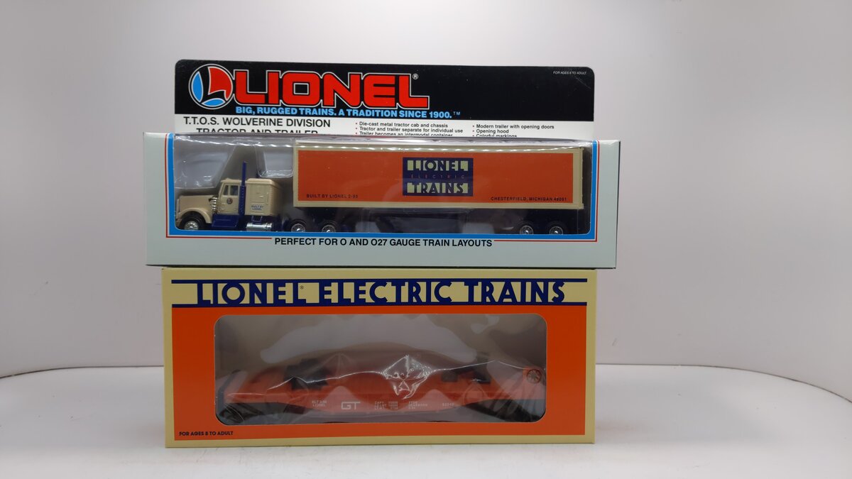 Lionel 6-52040 O Gauge TTOS Flatcar with Tractor & Trailer LN/Box