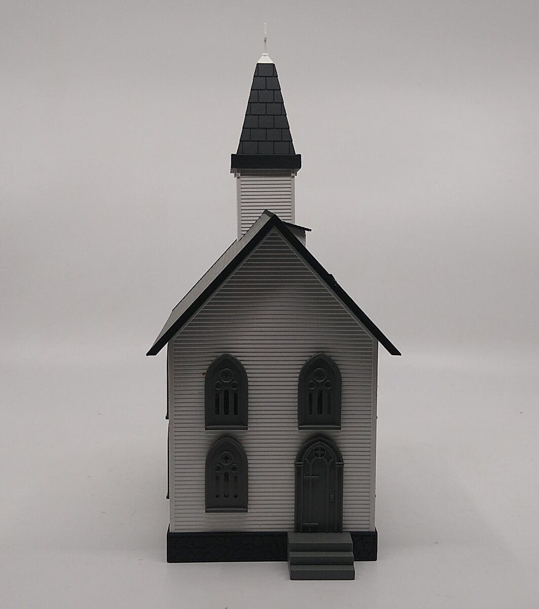 MTH 30-9002 O Gauge White Country Church with Gray Roof & Shutters #5 LN/Box