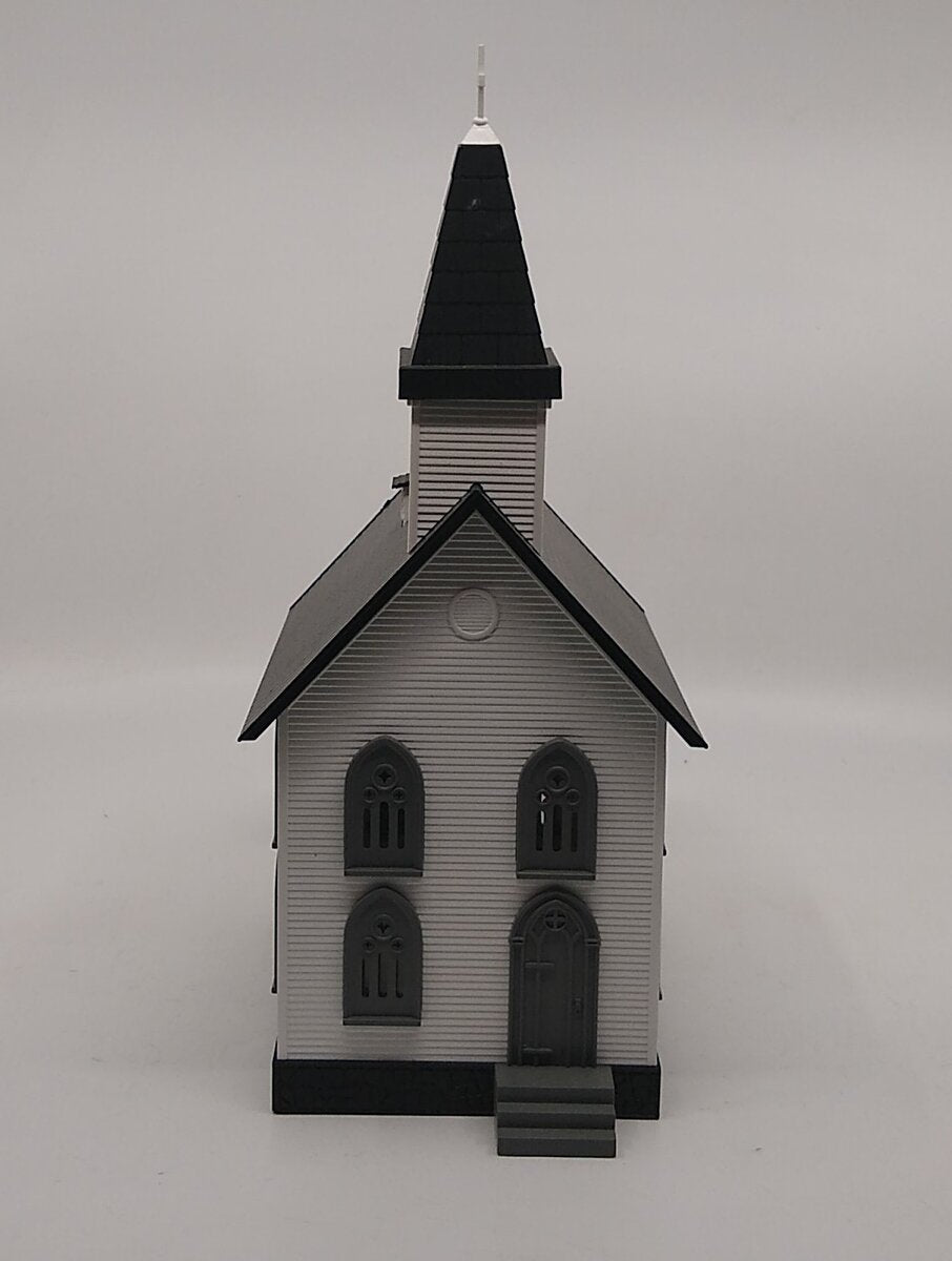 MTH 30-9002 O Gauge White Country Church with Gray Roof & Shutters #5 LN/Box